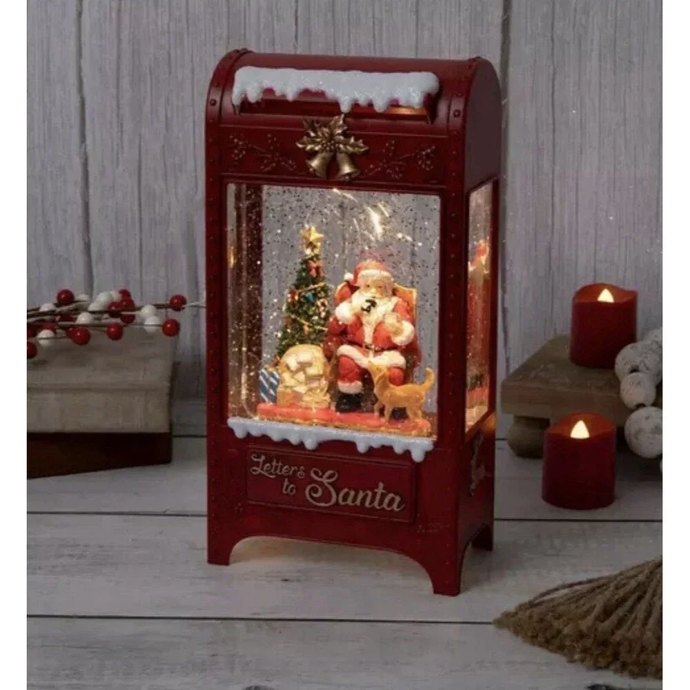 Snow Globe Santa Clause Christmas Lights Post Office Mail Box - - Picture 3 of 7